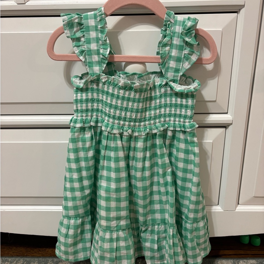 Janie and Jack Green Gingham Ruffle Dress